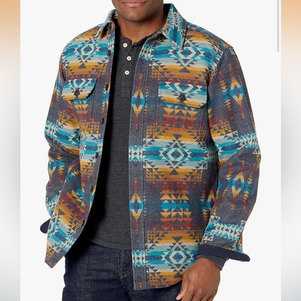 Pendleton Jacquard Shirt Jacket – Pilot Rock Blue